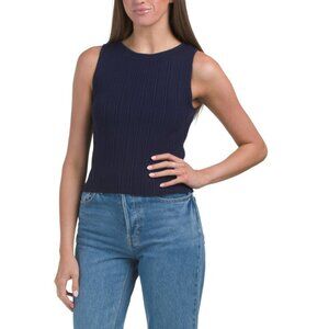 MARLED Evening Blue Mixed Rib Layering Tank